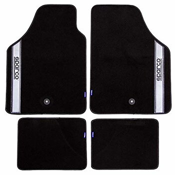 Set med bilgolvmattor Sparco Svart/Silvrig Grå Silvrig Matta (4 pcs)