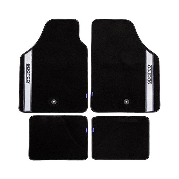 Set med bilgolvmattor Sparco Svart/Silvrig Grå Silvrig Matta (4 pcs)