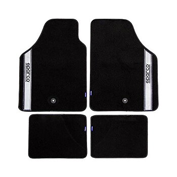 Set med bilgolvmattor Sparco Svart/Silvrig Grå Silvrig Matta (4 pcs)