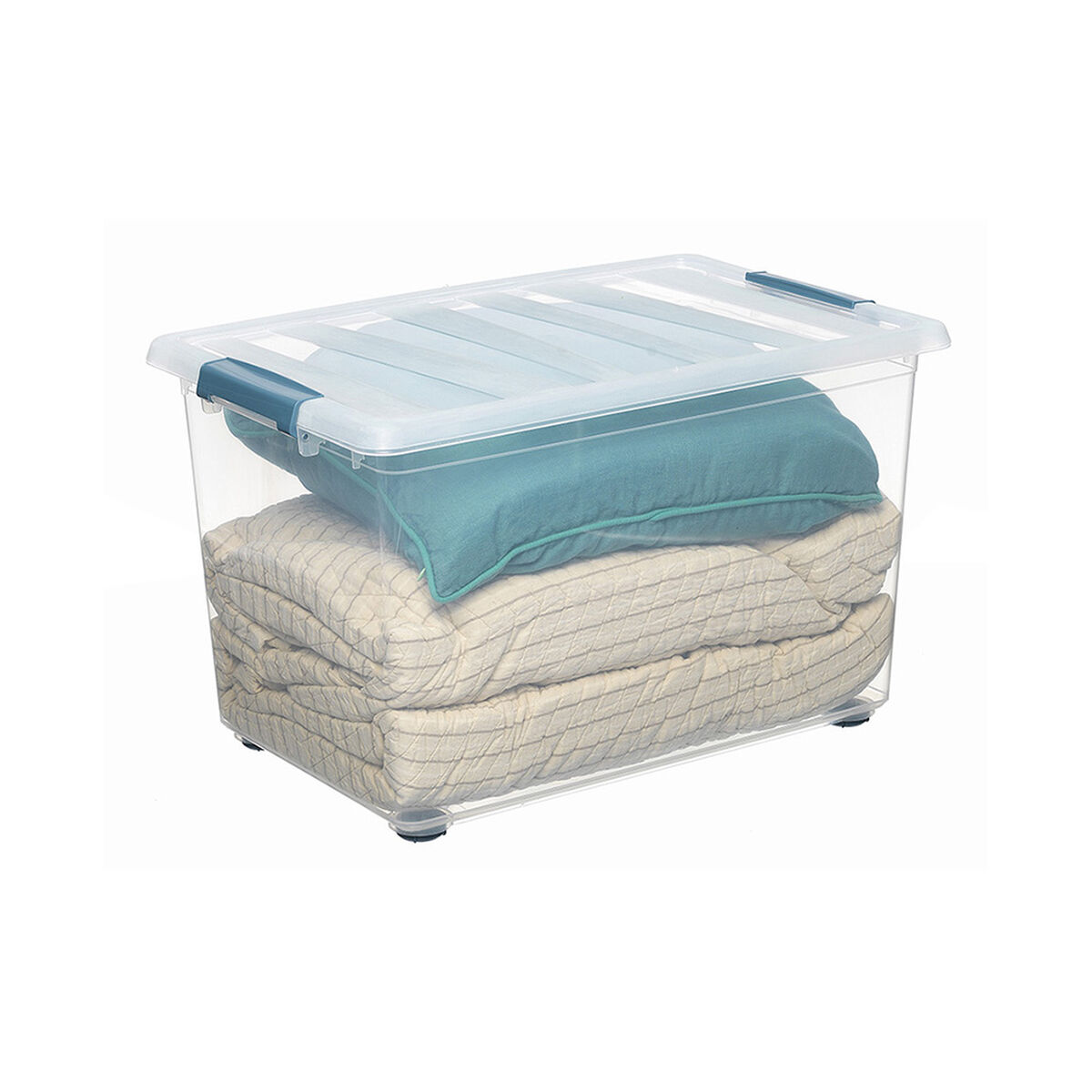 Allsidig låda Domopak Living Katla Med hjul Med handtag Transparent 57 L (59 x 39 x 36,5 cm) - 2
