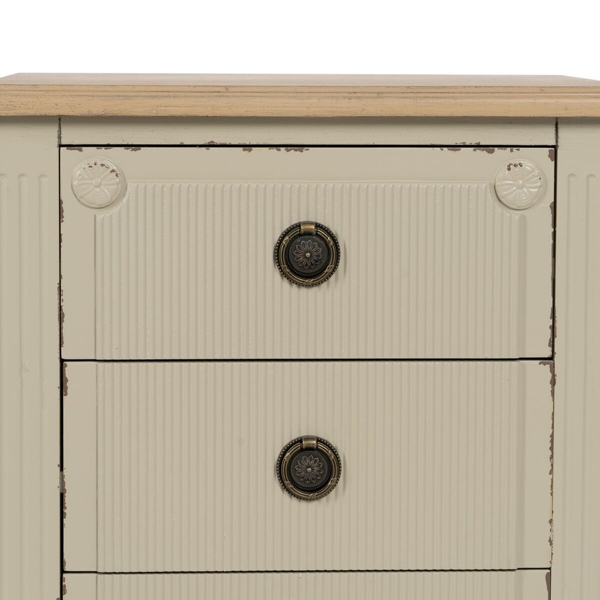 Nattduksbord Kräm Naturell Granträ Trä MDF 48 x 36 x 61 cm - 6