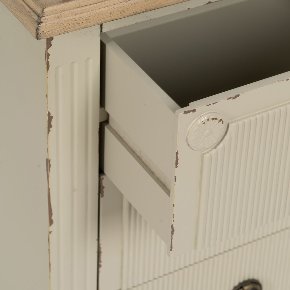 Nattduksbord Kräm Naturell Granträ Trä MDF 48 x 36 x 61 cm - 7