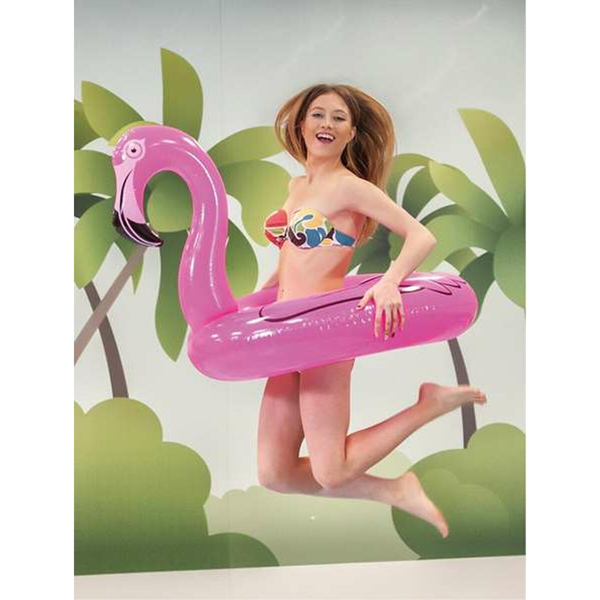 Uppblåsbar flytring Rosa flamingo 95 cm - 2