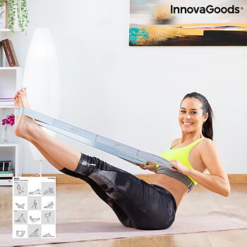 Elastiskt Fitnessband för Stretching med träningsguide Stort InnovaGoods