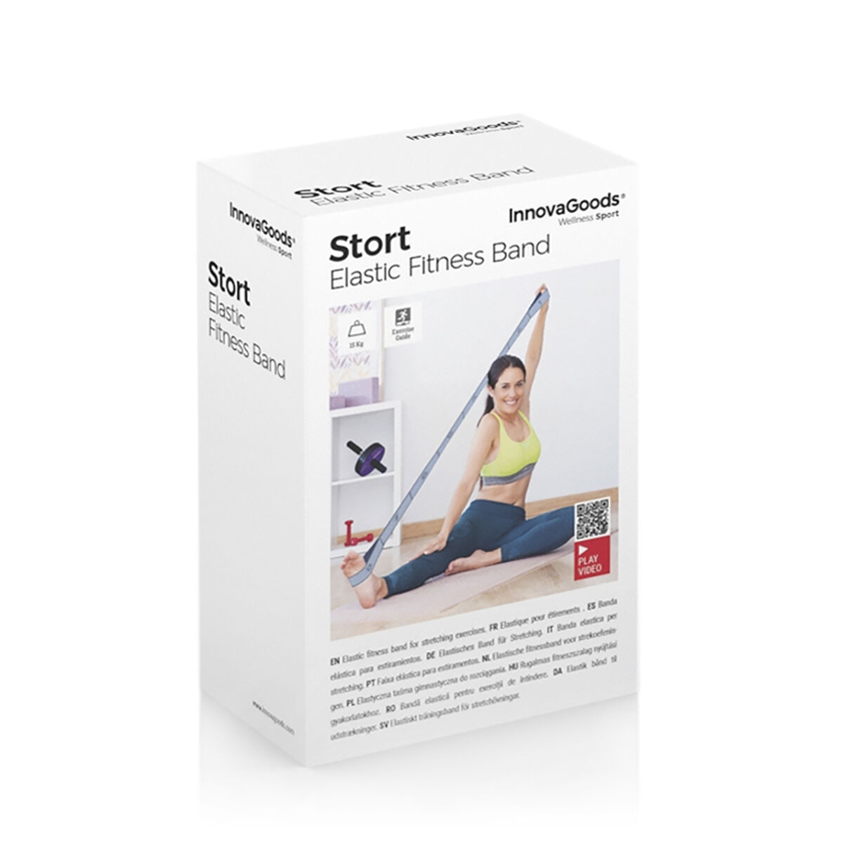 Elastiskt Fitnessband för Stretching med träningsguide Stort InnovaGoods - 10