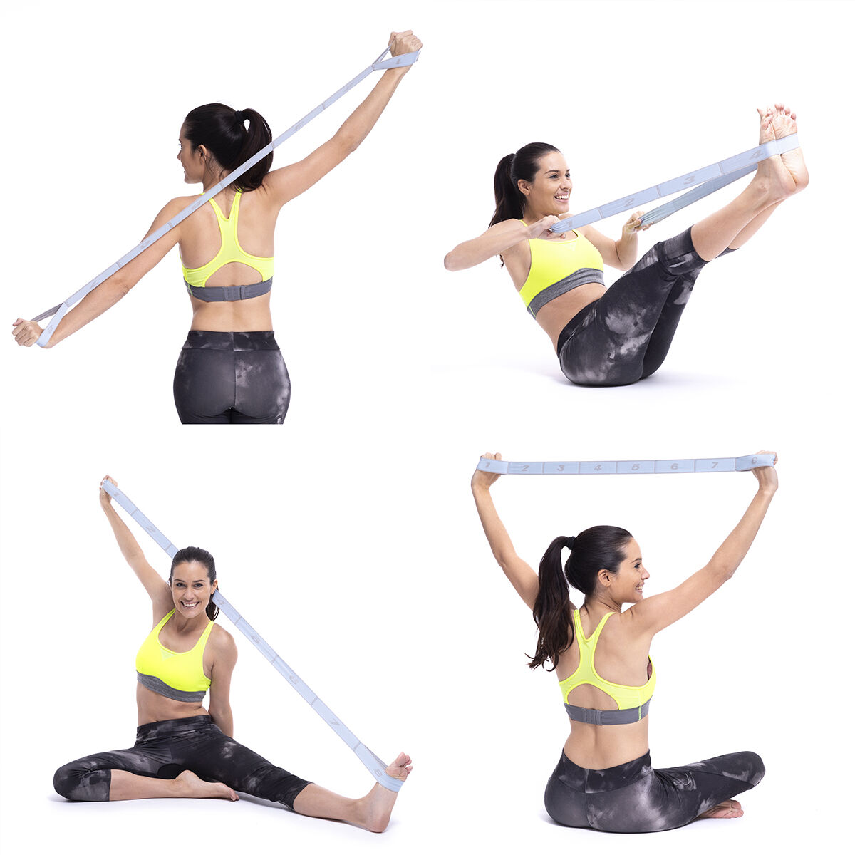 Elastiskt Fitnessband för Stretching med träningsguide Stort InnovaGoods - 19