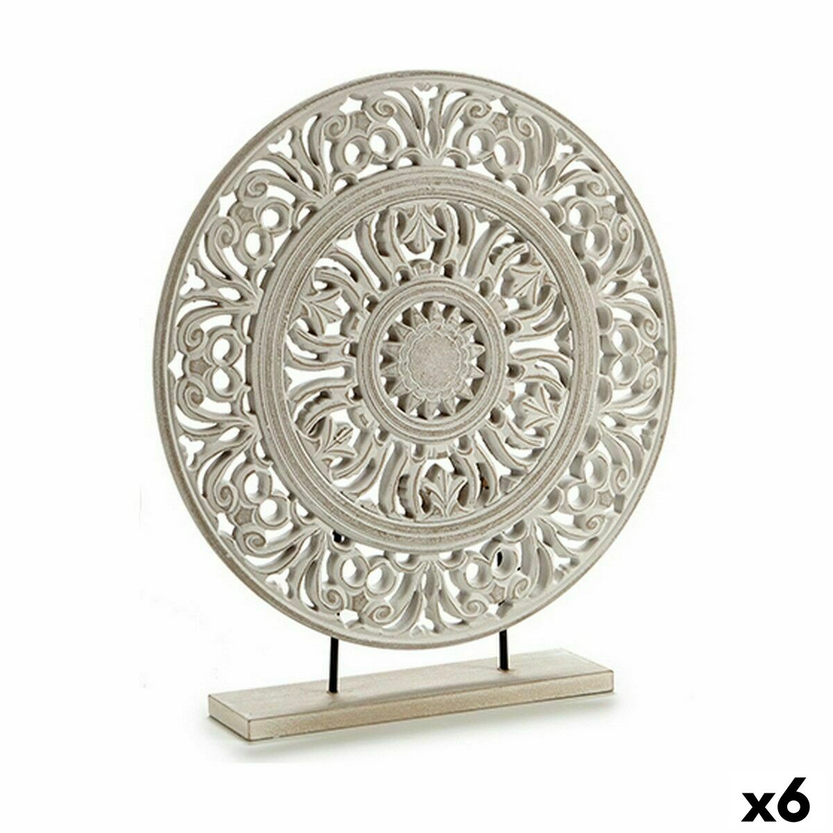 Prydnadsfigur Gift Decor Vit Mandala 7 x 49 x 44 cm 44 x 49 x 7 cm (6 antal)