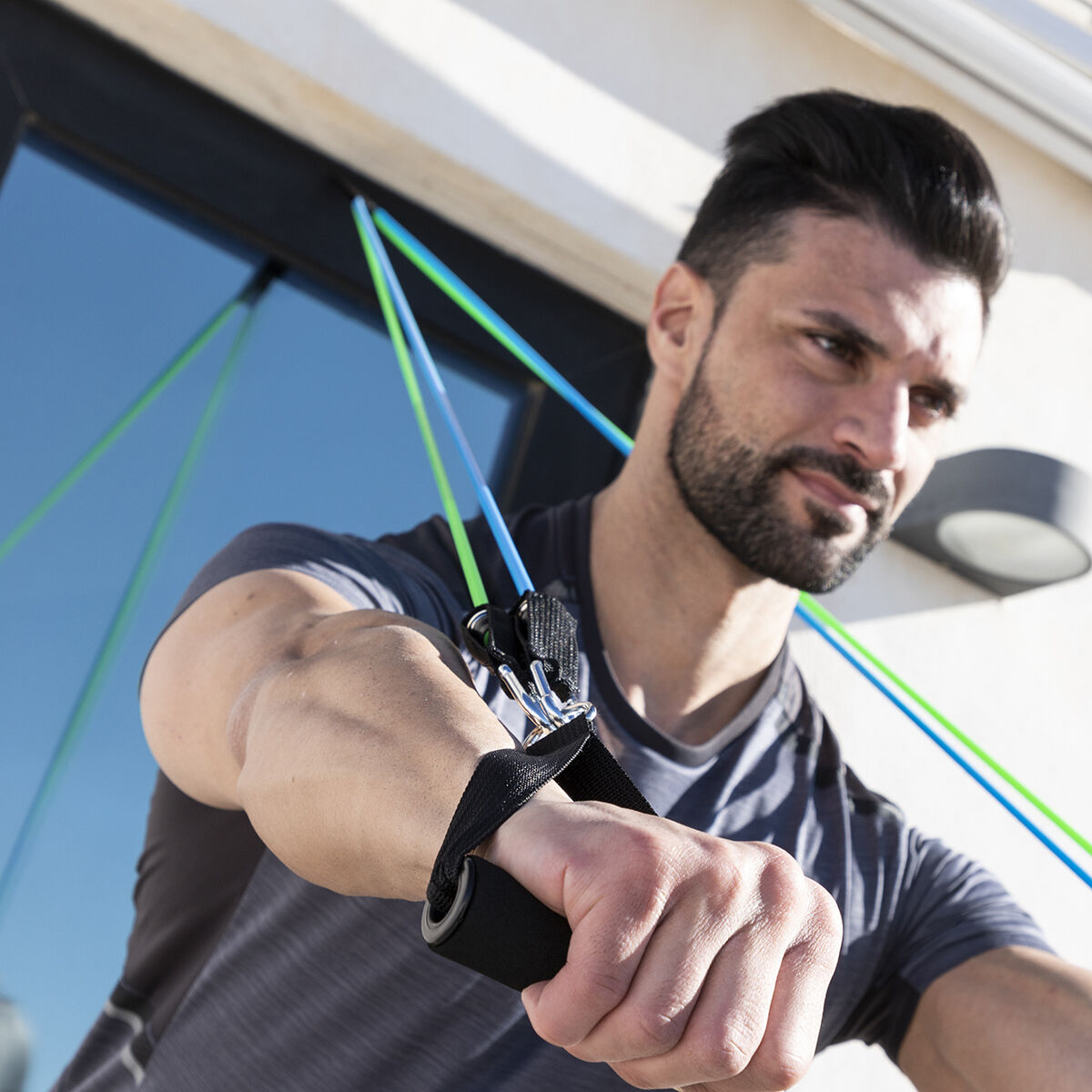 Set med motståndsband, tillbehör och träningsguide Tribainer InnovaGoods 3 antal - 19