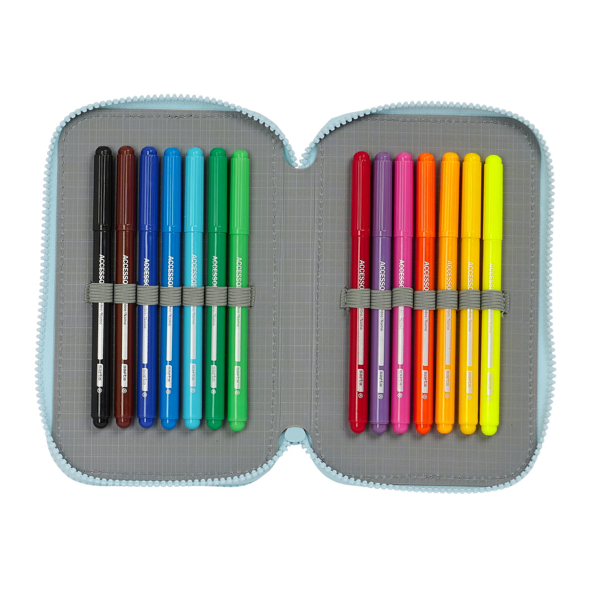 Dubbelt pennfodral Glow Lab Cisnes Blå 12.5 x 19.5 x 4 cm (28 Delar) - 4