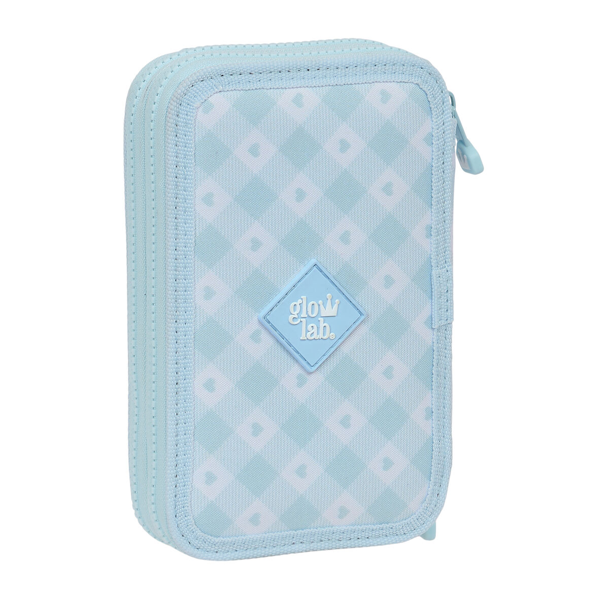 Dubbelt pennfodral Glow Lab Cisnes Blå 12.5 x 19.5 x 4 cm (28 Delar) - 5
