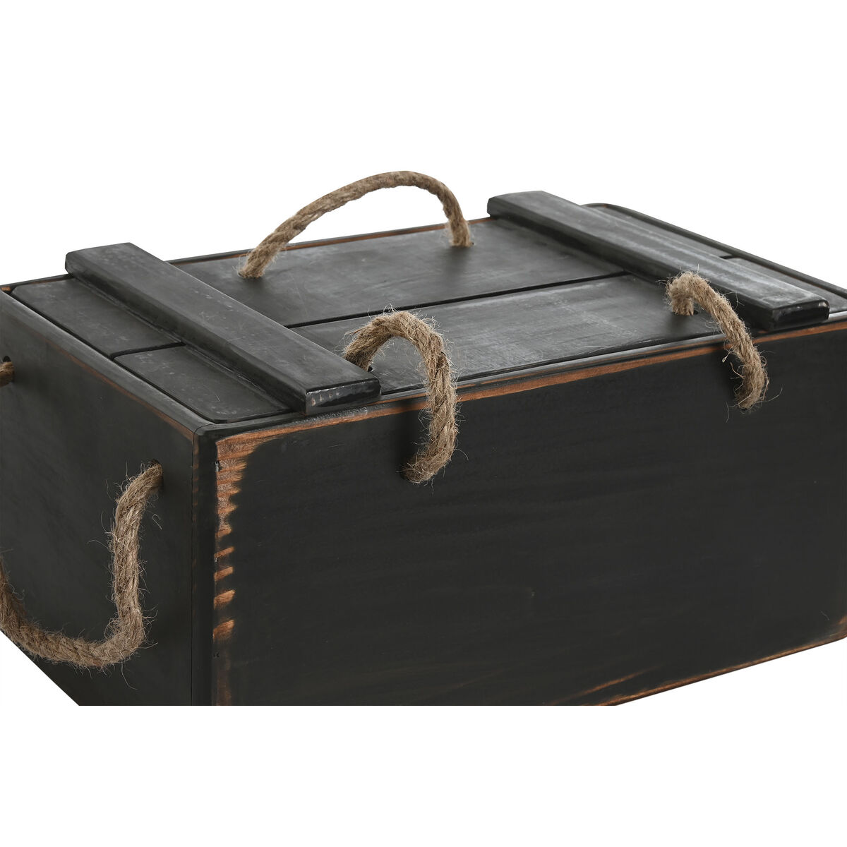 Förvaringslådor Home ESPRIT Svart Granträ 38 x 24 x 20 cm 3 Delar - 4