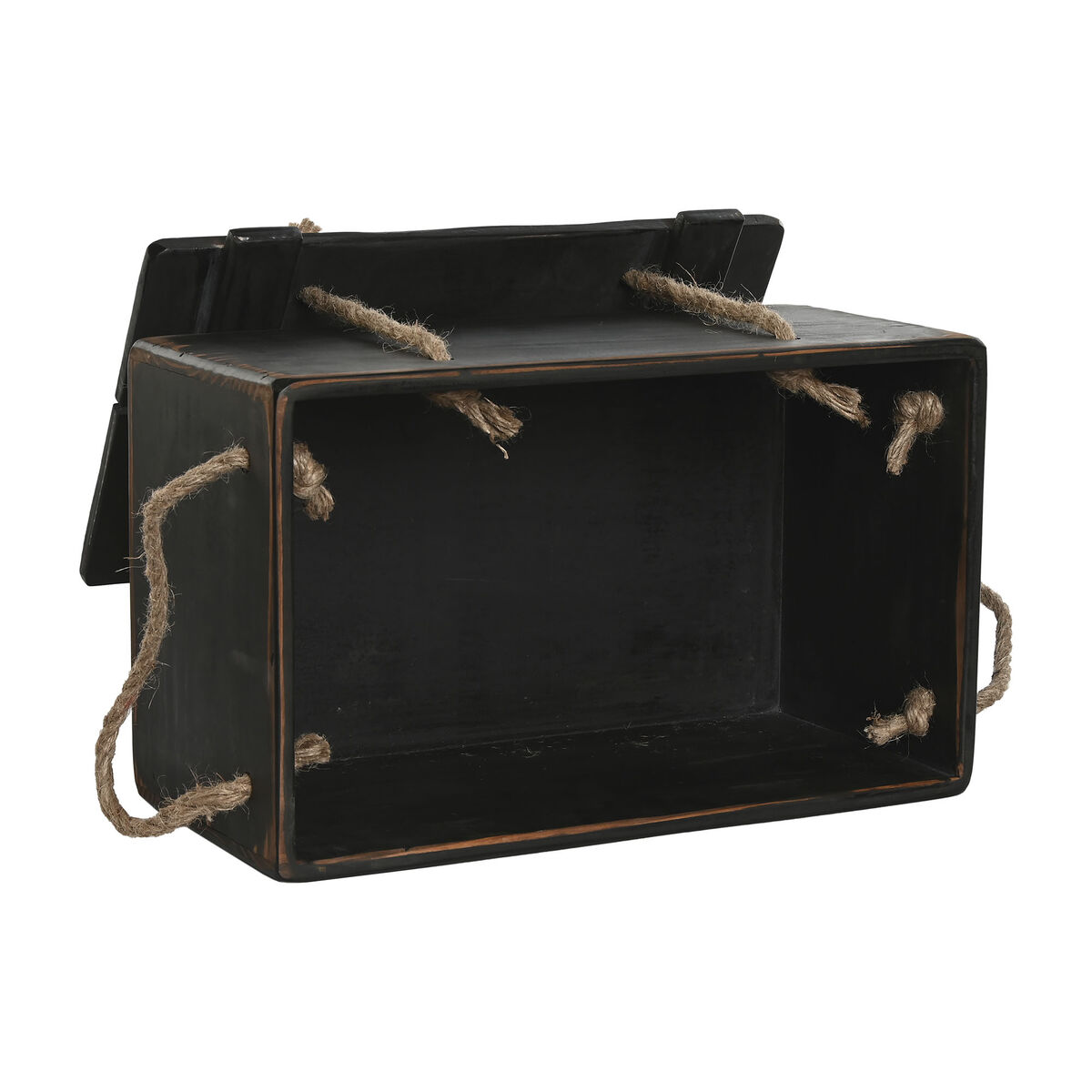 Förvaringslådor Home ESPRIT Svart Granträ 38 x 24 x 20 cm 3 Delar - 3