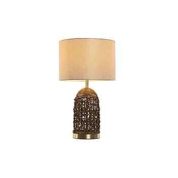 Bordslampa Home ESPRIT Brun Beige Gyllene 50 W 220 V 33 x 33 x 56 cm