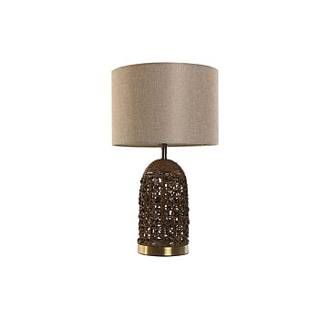 Bordslampa Home ESPRIT Brun Beige Gyllene 50 W 220 V 33 x 33 x 56 cm