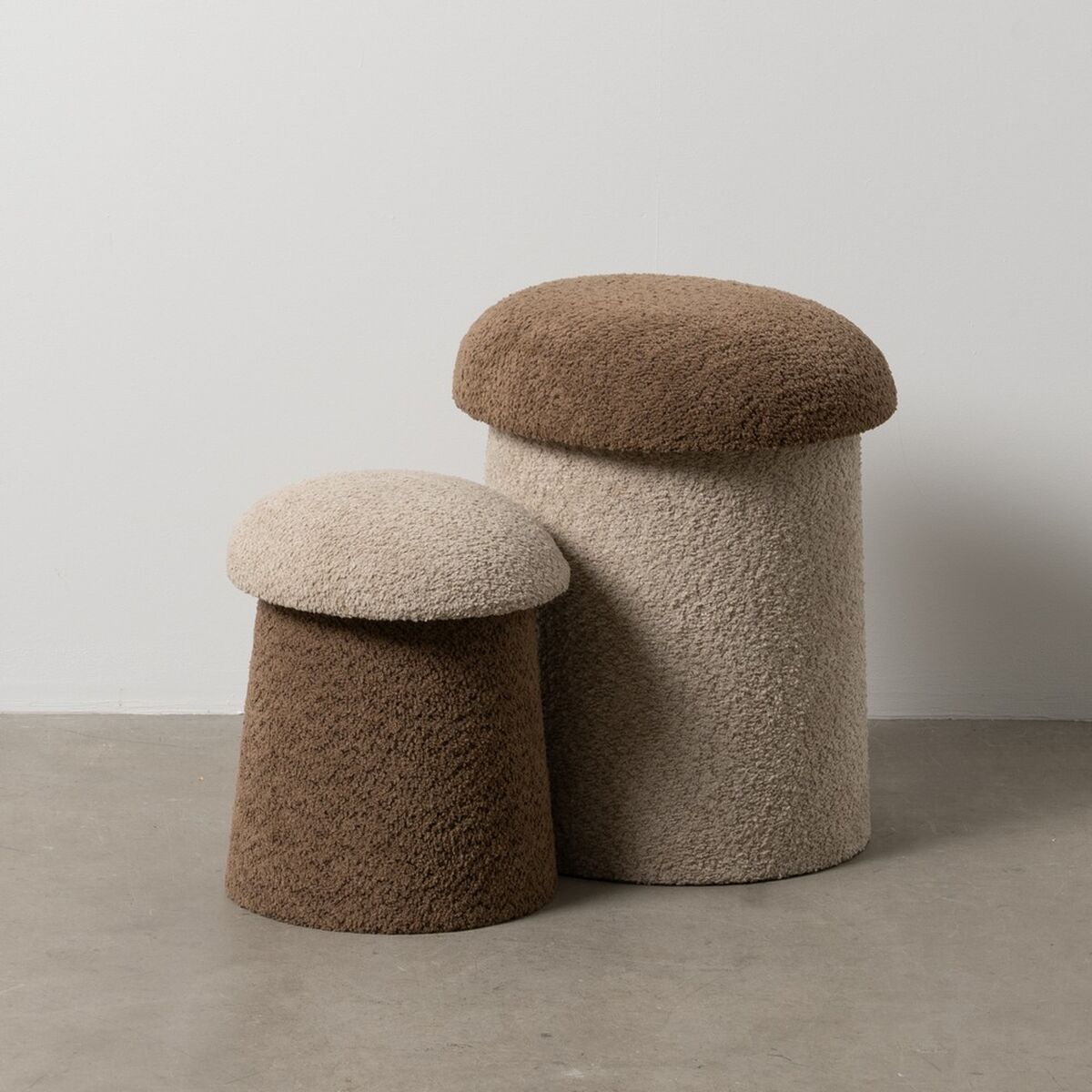 Puff Brun Beige Trä MDF 40 x 40 x 48 cm (2 antal) - 2