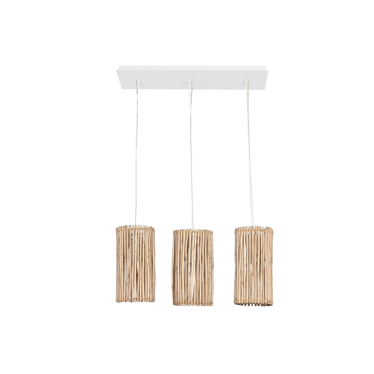 Taklampa Home ESPRIT Vit Naturell Eukalyptus trä 50 W 20 x 20 x 40 cm - 7