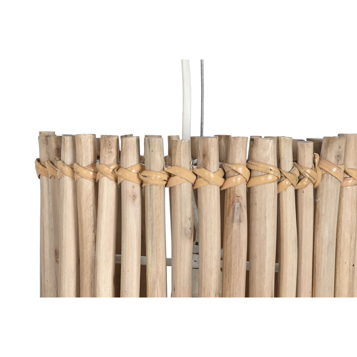 Taklampa Home ESPRIT Vit Naturell Eukalyptus trä 50 W 20 x 20 x 40 cm - 4