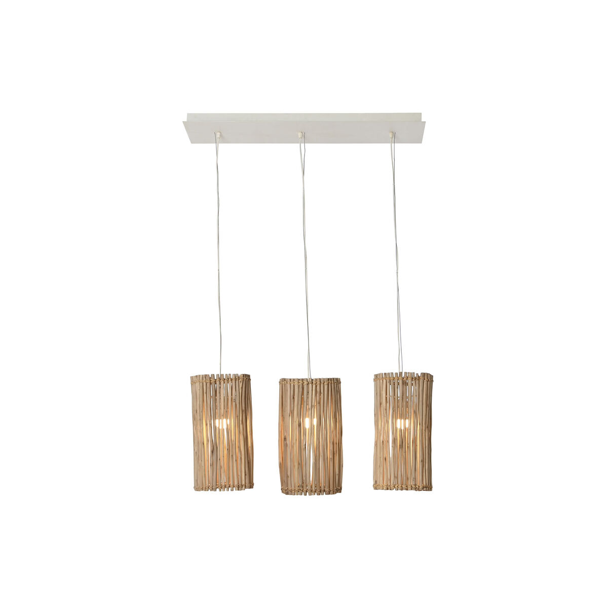 Taklampa Home ESPRIT Vit Naturell Eukalyptus trä 50 W 20 x 20 x 40 cm - 2