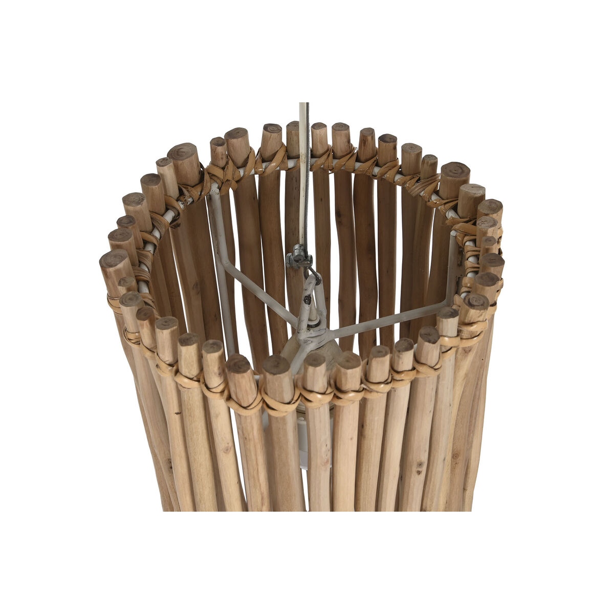 Taklampa Home ESPRIT Vit Naturell Eukalyptus trä 50 W 20 x 20 x 40 cm - 5