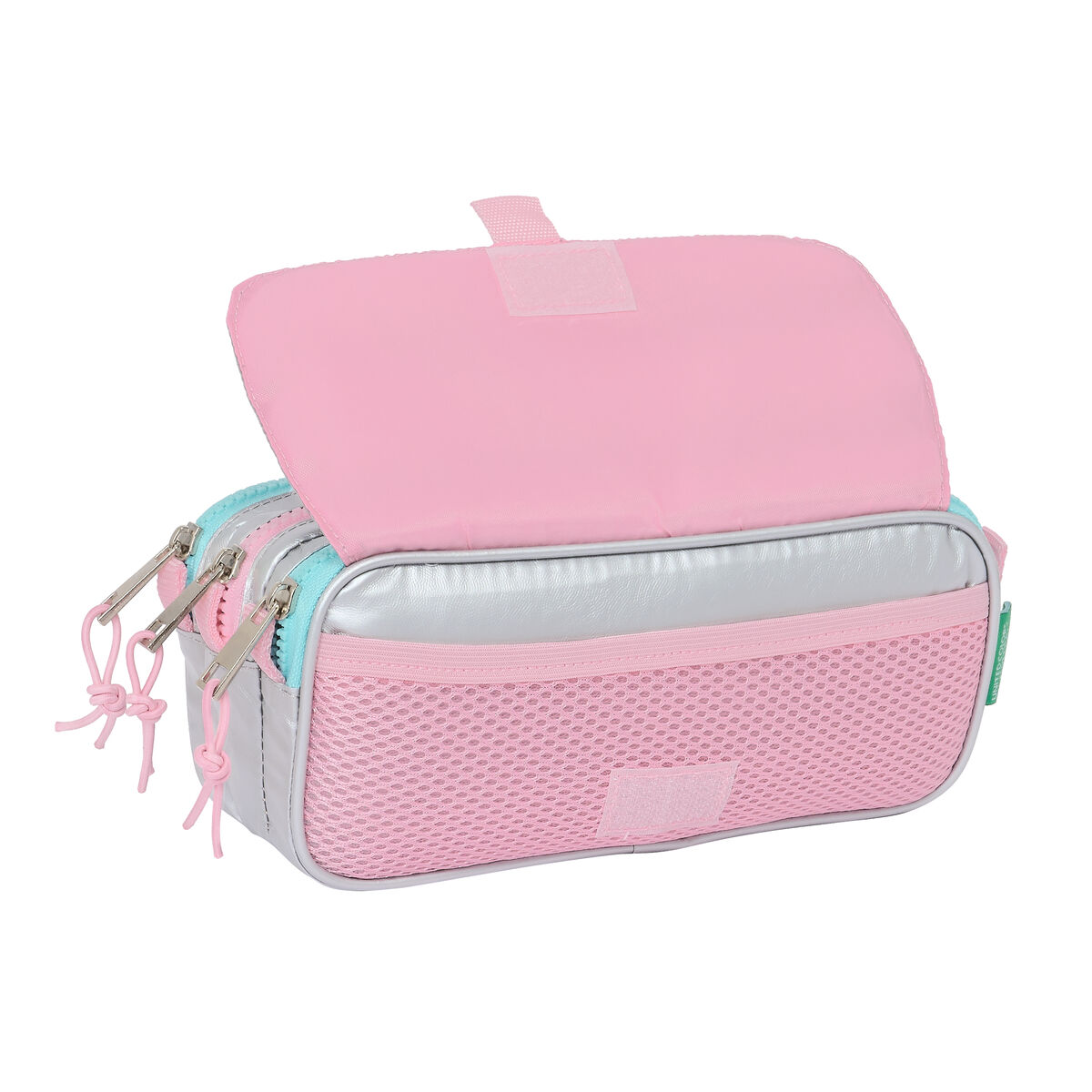 Tredubbel Carry-all Benetton Silver Silvrig 21,5 x 10 x 8 cm - 4