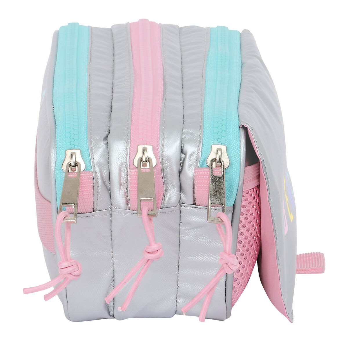 Tredubbel Carry-all Benetton Silver Silvrig 21,5 x 10 x 8 cm - 3