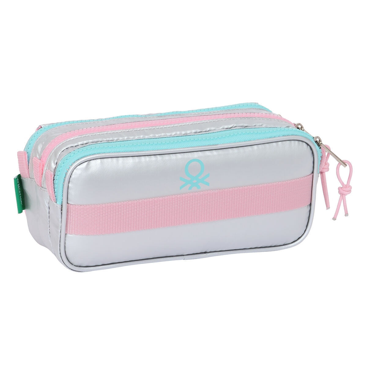 Tredubbel Carry-all Benetton Silver Silvrig 21,5 x 10 x 8 cm - 2