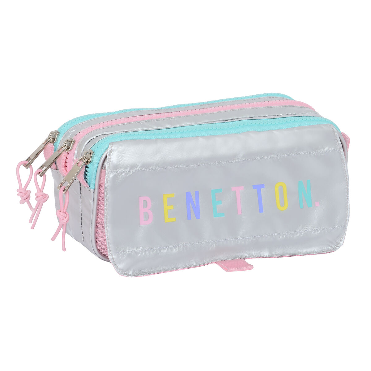 Tredubbel Carry-all Benetton Silver Silvrig 21,5 x 10 x 8 cm