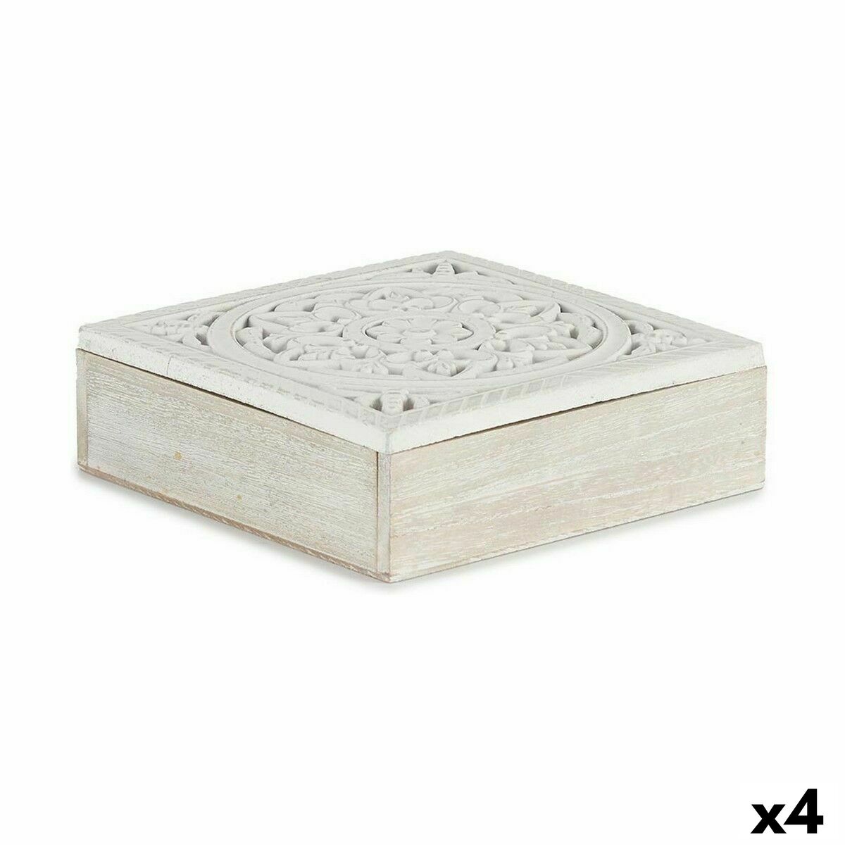 Dekorationslåda Gift Decor Vit Trä (4 antal)
