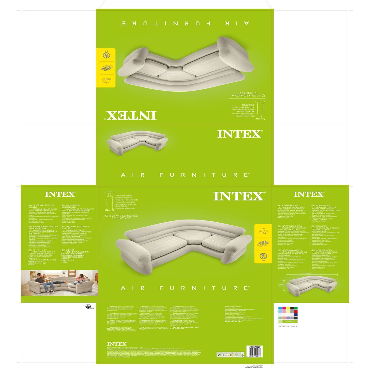 Uppblåsbar soffa Intex 257 x 203 x 76 cm Hörnskåp - 5