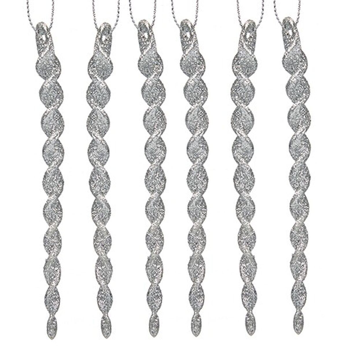 Julgranskula Krist+ Silvrig Plast Glitter 13,5 x 1 x 5,5 cm 10,5 x 21 x 1 cm (24 antal) - 5
