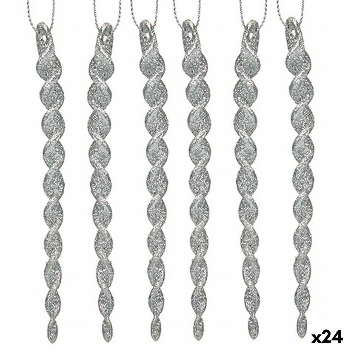 Julgranskula Krist+ Silvrig Plast Glitter 13,5 x 1 x 5,5 cm 10,5 x 21 x 1 cm (24 antal) - 4