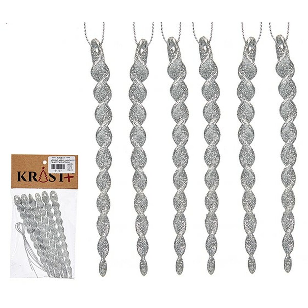 Julgranskula Krist+ Silvrig Plast Glitter 13,5 x 1 x 5,5 cm 10,5 x 21 x 1 cm (24 antal) - 2