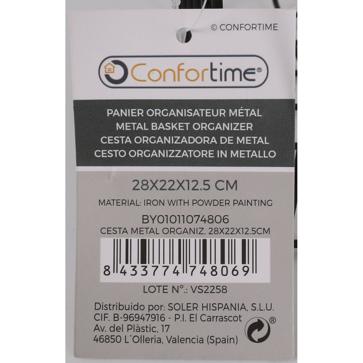 Multifunktionell korg Confortime 28 x 22 x 12,5 cm (12 antal) - 9