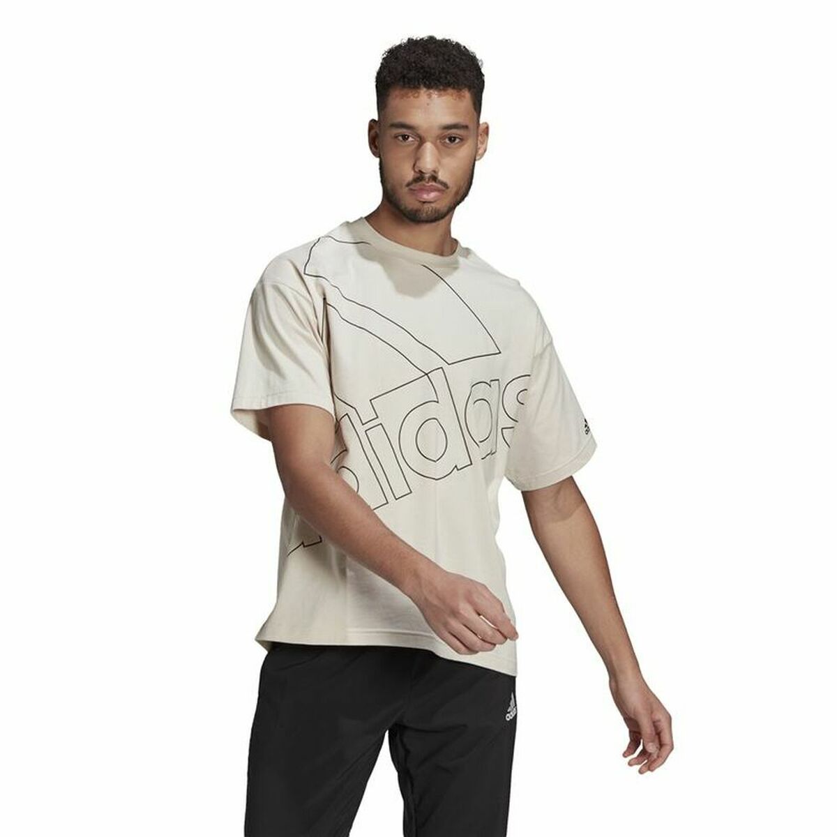 T-shirt med kortärm Herr Adidas Giant Logo Beige - 3