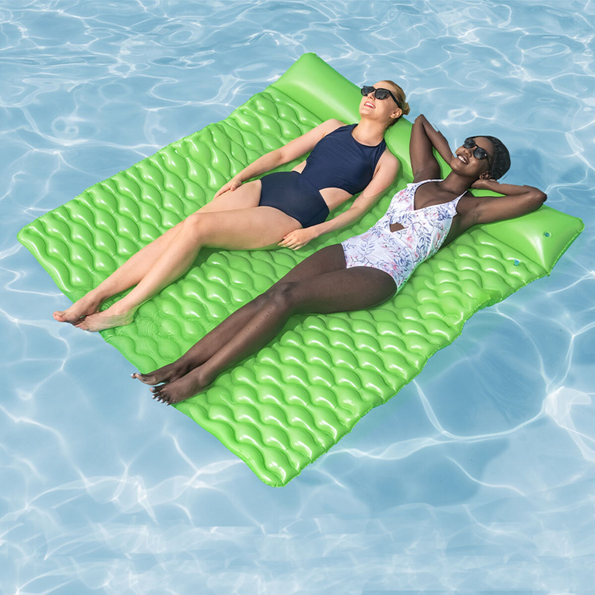 Bestway Jättestor Uppblåsbar Matta Rullbar Grön 213x170 cm Strand och Pool 44106 - 3