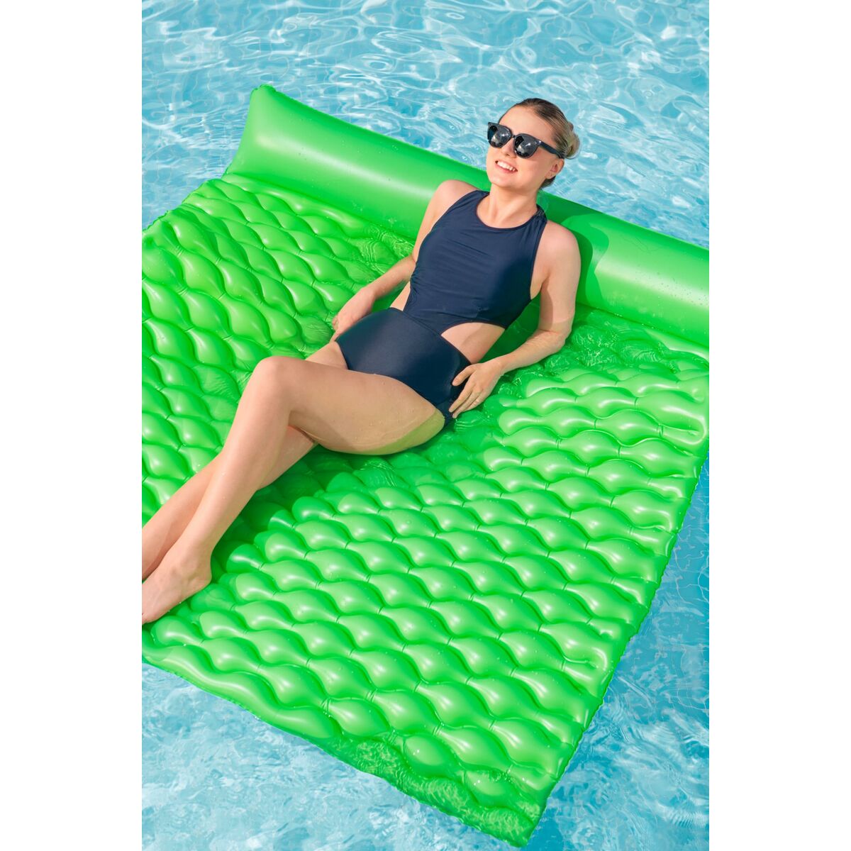Bestway Jättestor Uppblåsbar Matta Rullbar Grön 213x170 cm Strand och Pool 44106 - 7