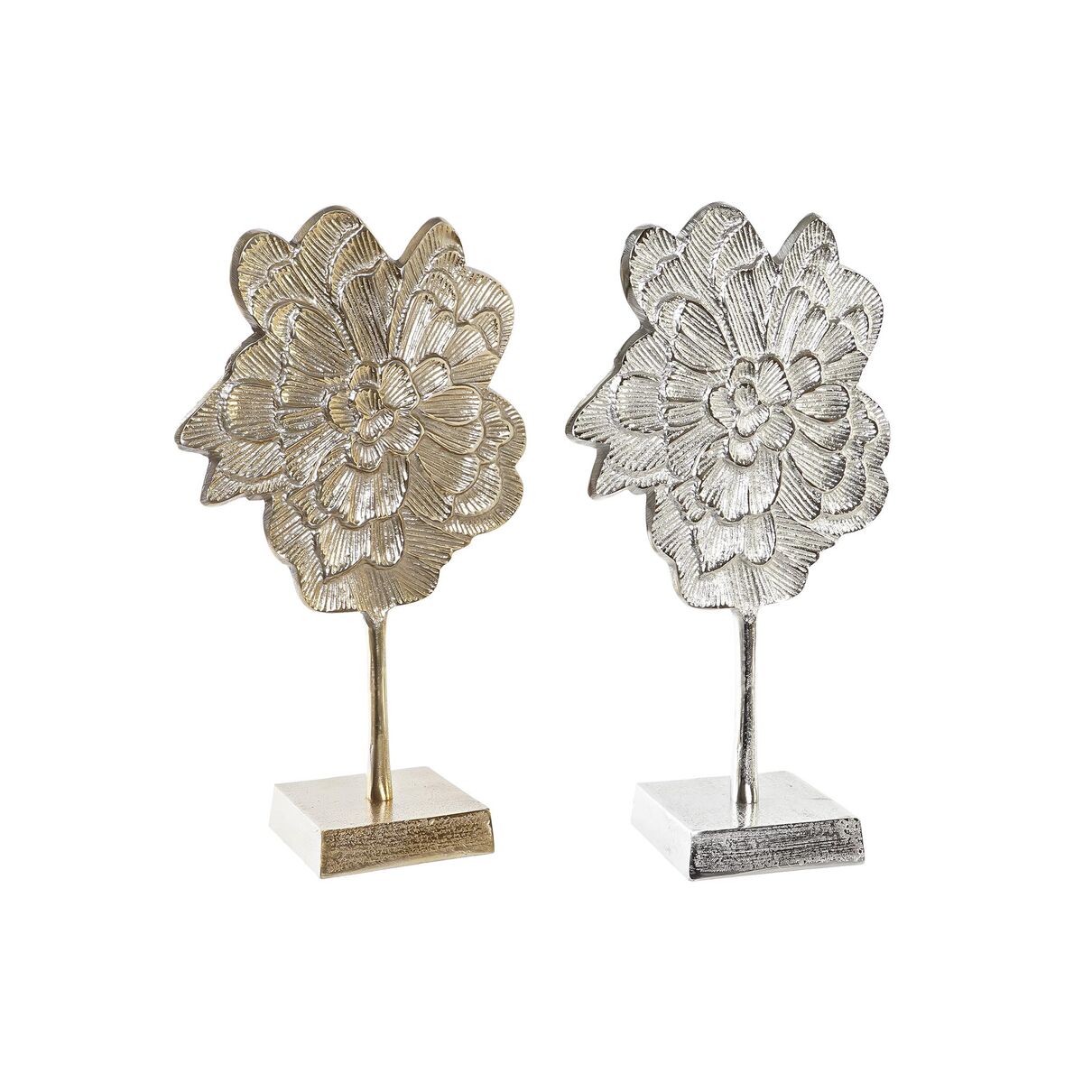 Prydnadsfigur DKD Home Decor 22 x 10 x 38 cm Blomster Champagne Silvrig Orientalisk - 4