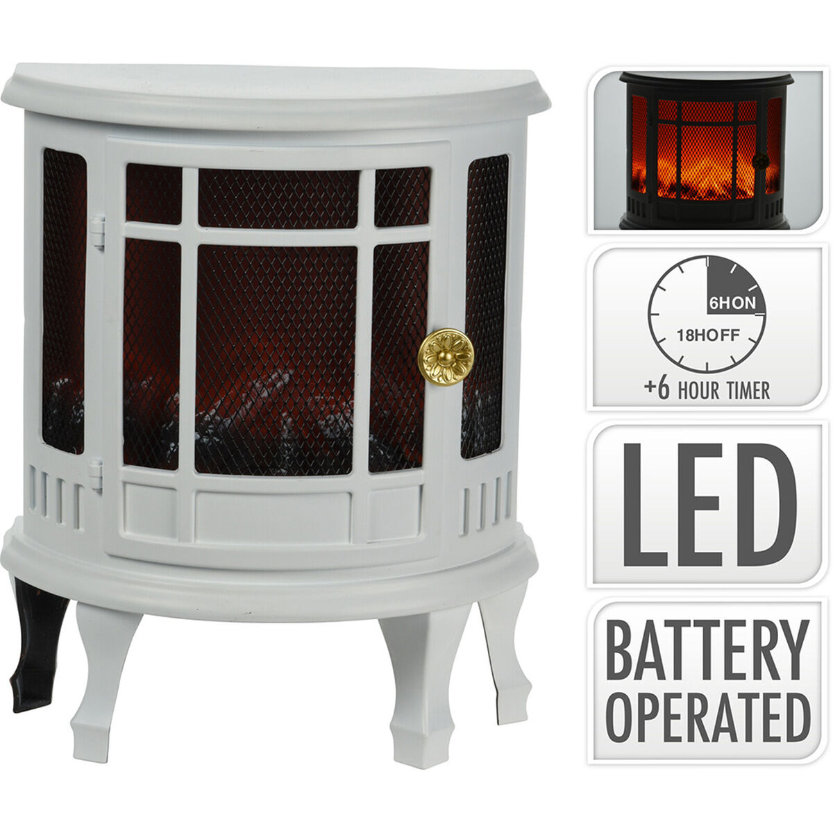 Julgranskula Lifetime Vit Eldstad 25 x 12,5 x 30 cm LED Ljus - 6