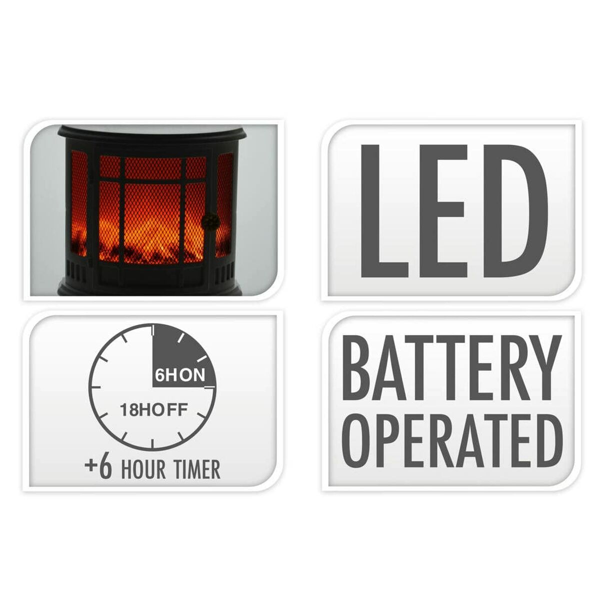 Julgranskula Lifetime Vit Eldstad 25 x 12,5 x 30 cm LED Ljus - 5