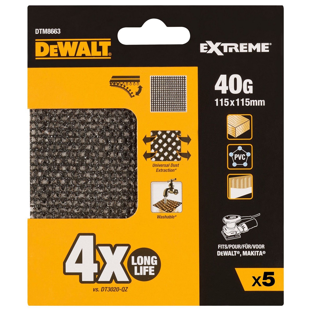Slipblad för slipmaskin Dewalt Slippapper 40 g 5 antal - 4