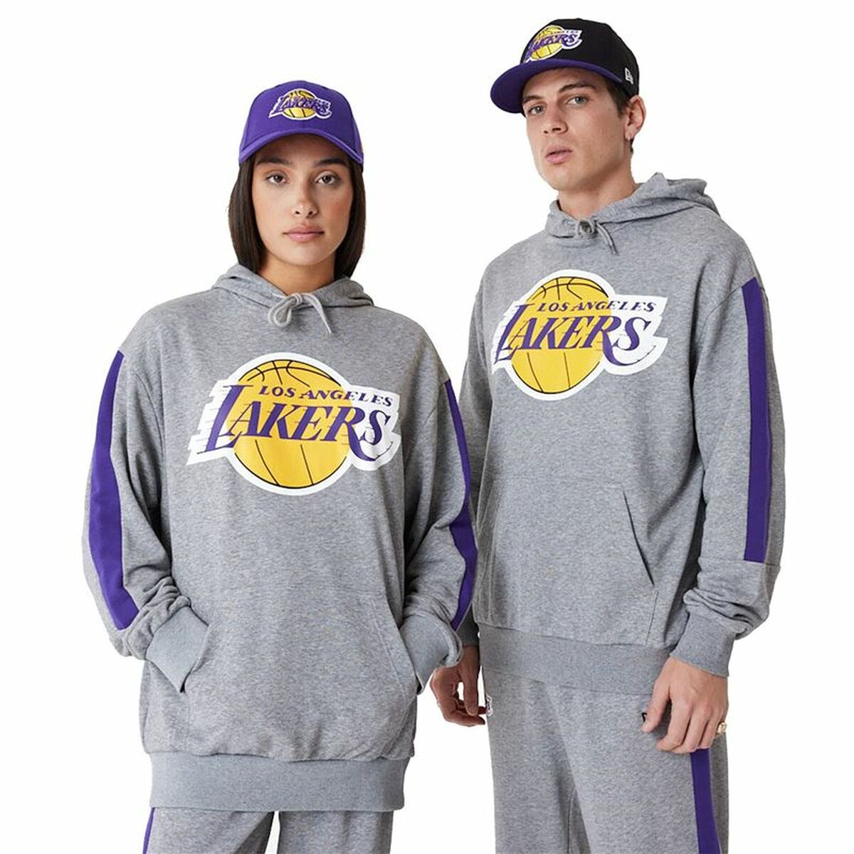 Tröja med huva Barn New Era LA Lakers NBA Colour Block Grå - 7