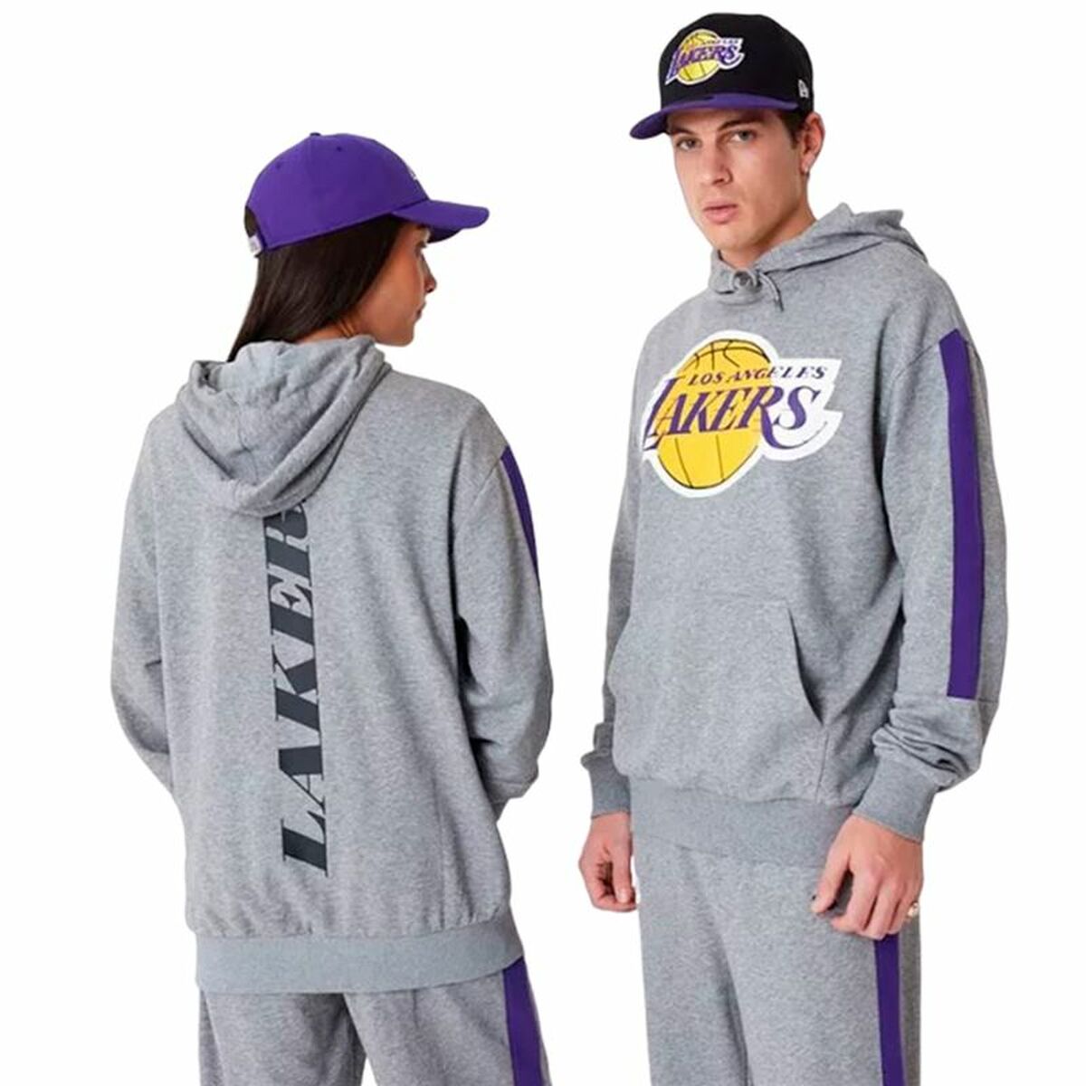 Tröja med huva Barn New Era LA Lakers NBA Colour Block Grå - 2