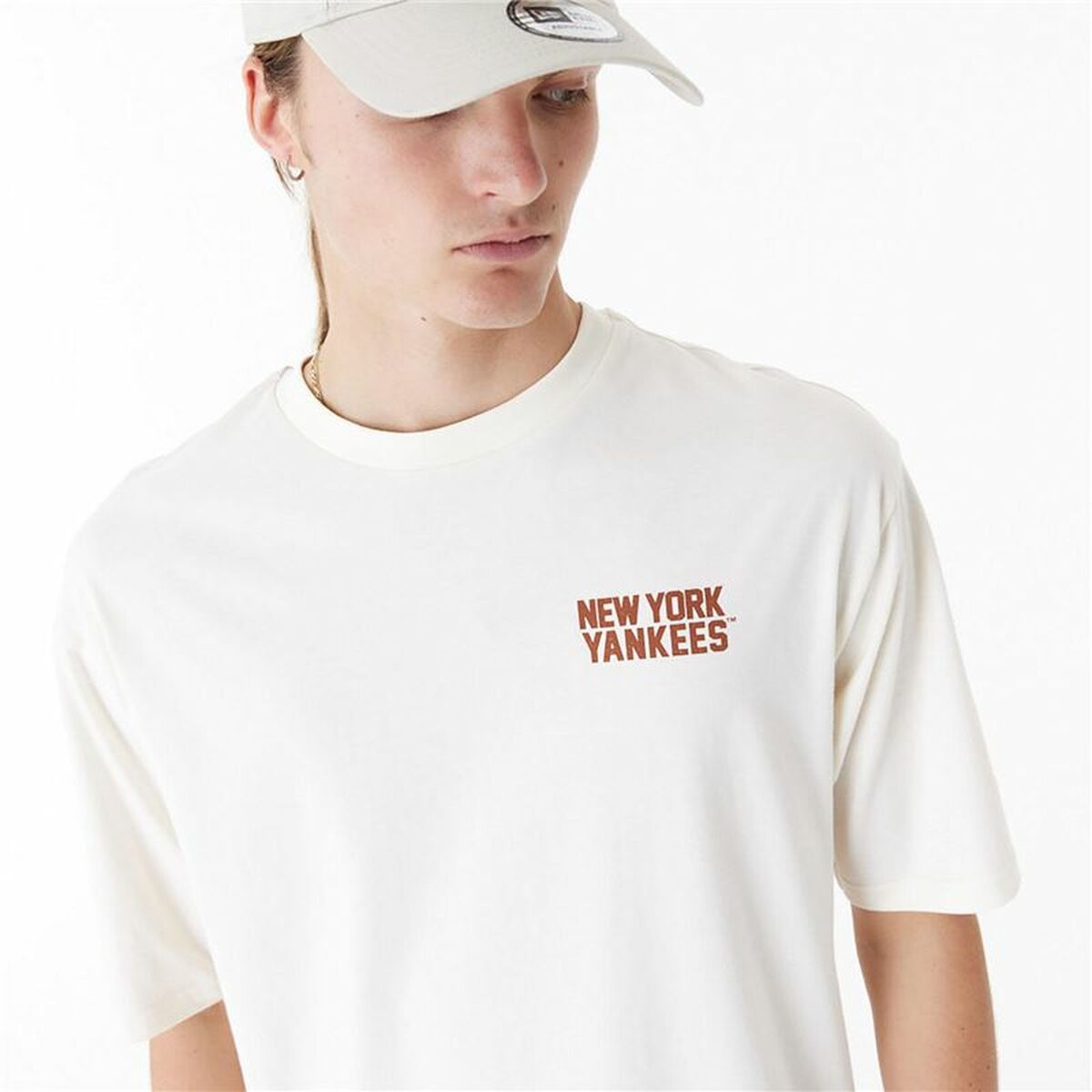 T-shirt med kortärm Herr New Era  WORDMARK OS TEE NEYYAN 60435536  Vit (M) - 4