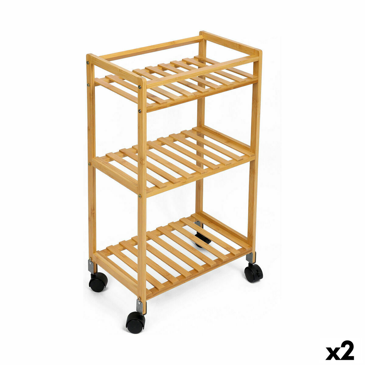 Grönsaksvagn Confortime Naturell Bambu 40 x 25 x 70 cm (2 antal)