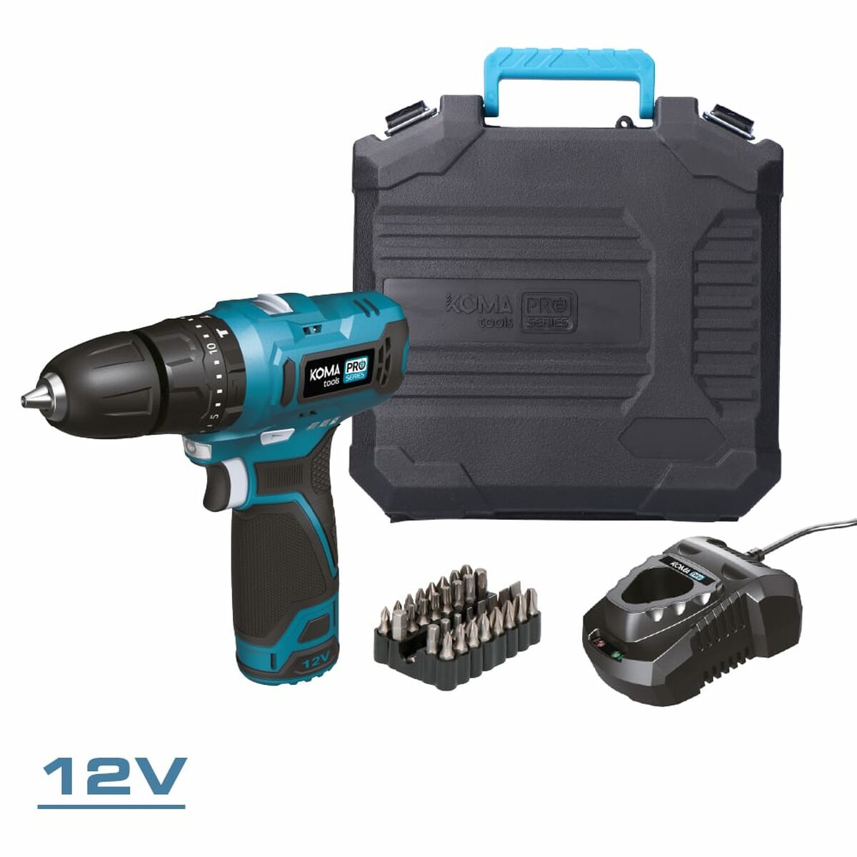 Borr- och tillbehörssats Koma Tools 12 V - 2
