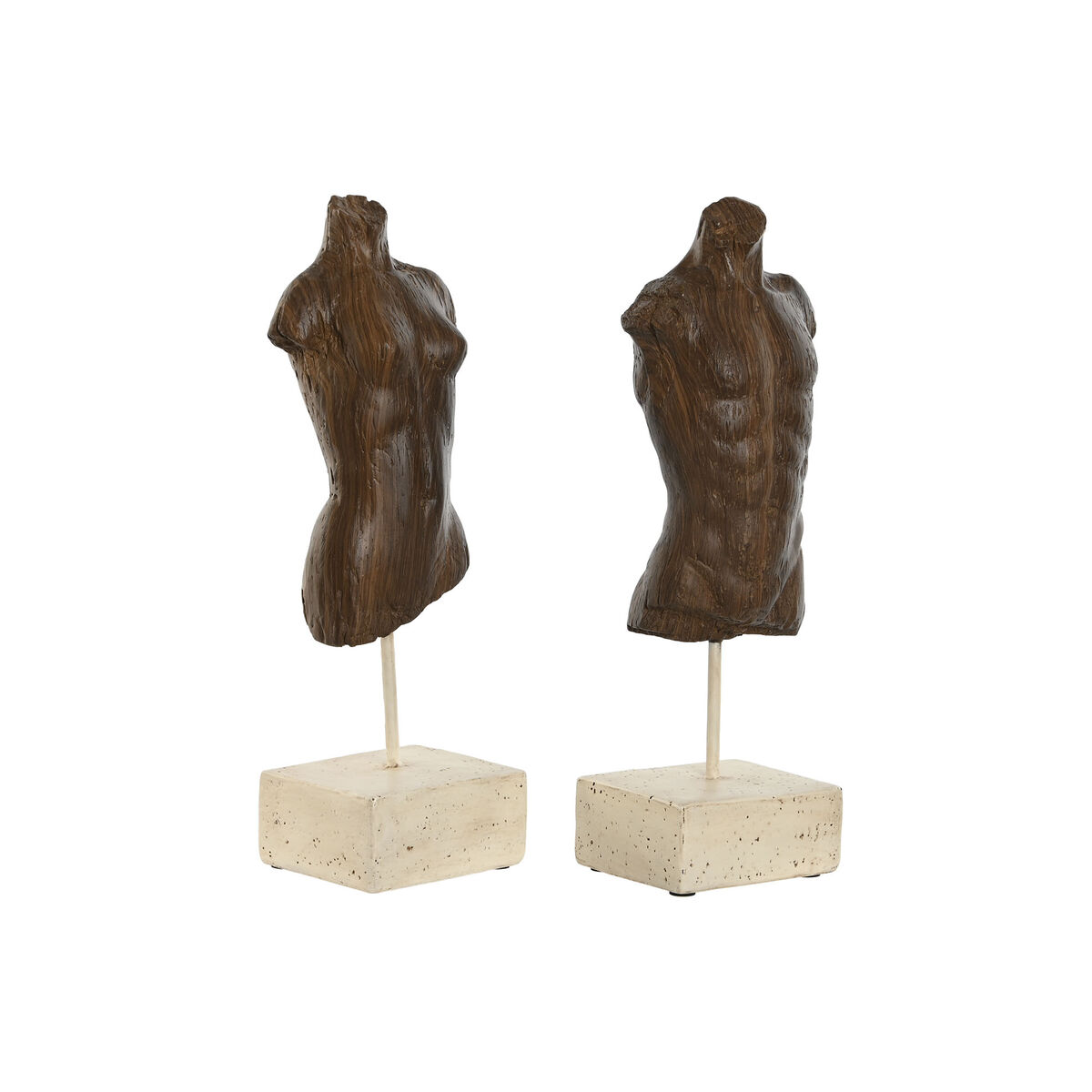 Prydnadsfigur Home ESPRIT Vit Ljusbrun Byst 9,5 x 8 x 31 cm (2 antal)