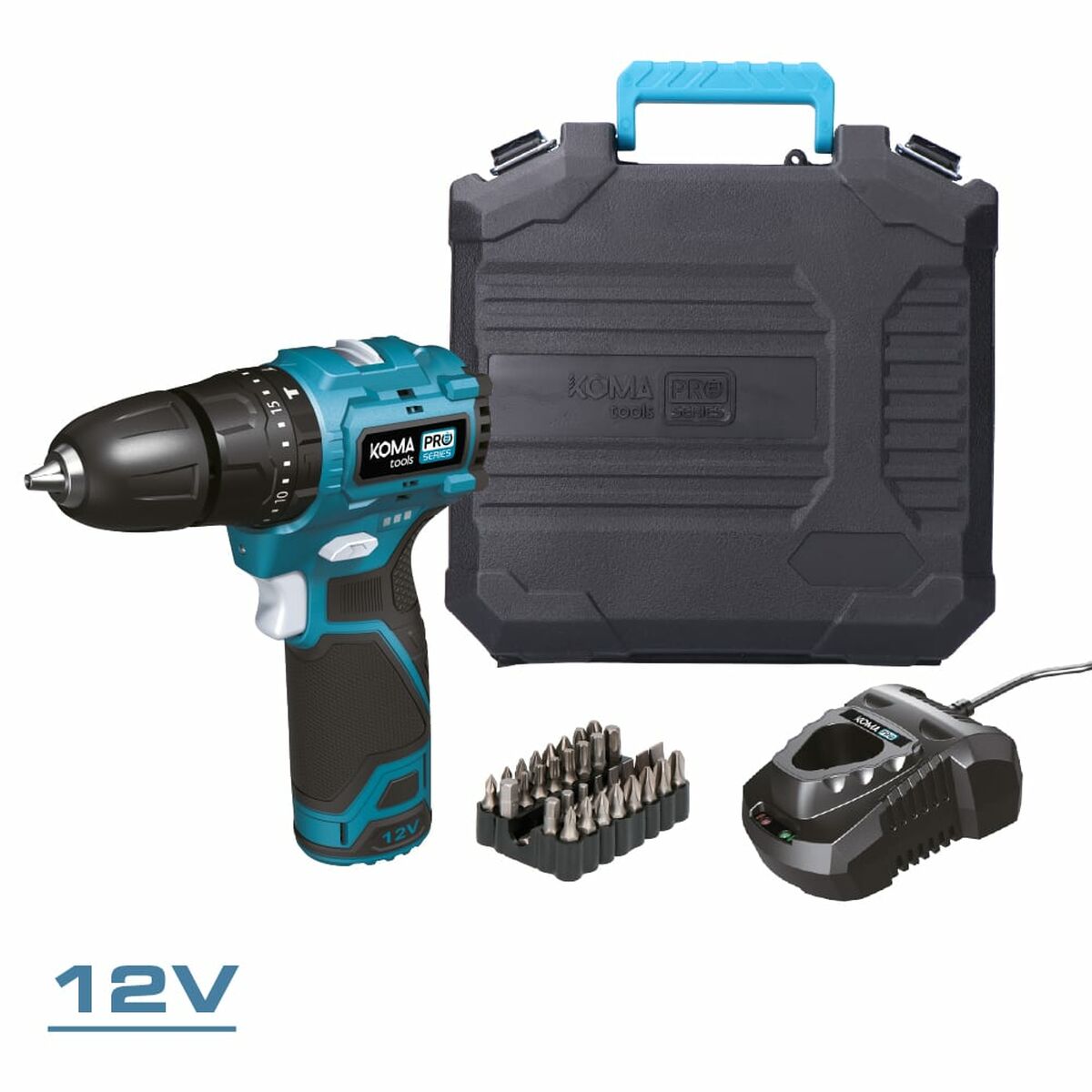 Borr- och tillbehörssats Koma Tools 12 V - 2