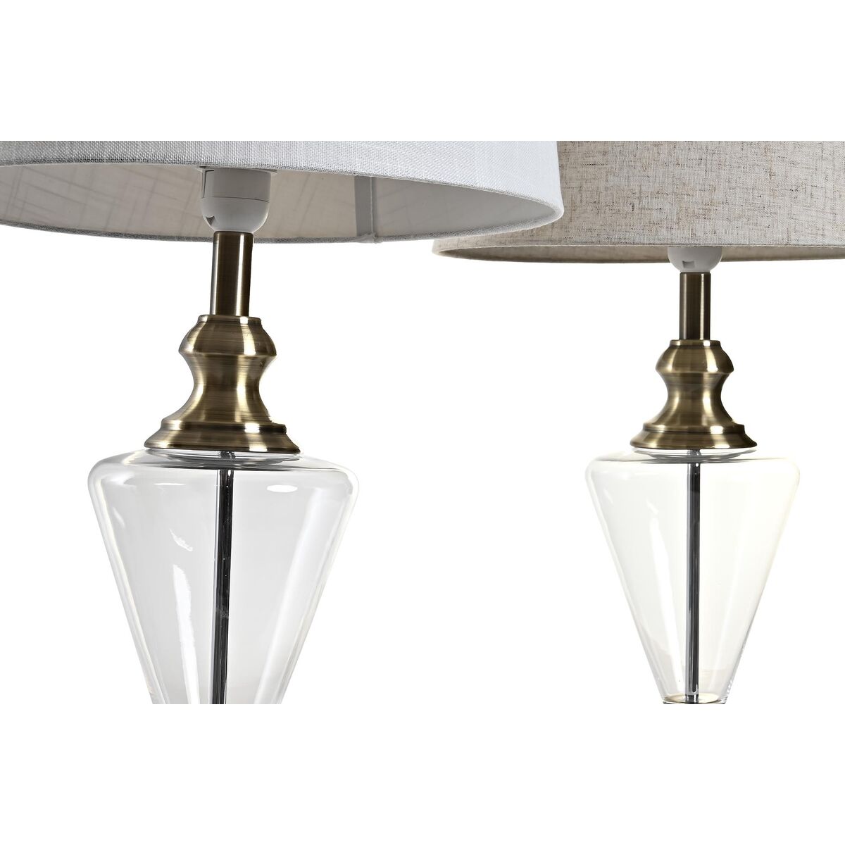 Bordslampa Home ESPRIT Vit Beige Metall Glas 35 x 35 x 69 cm (2 antal) - 3
