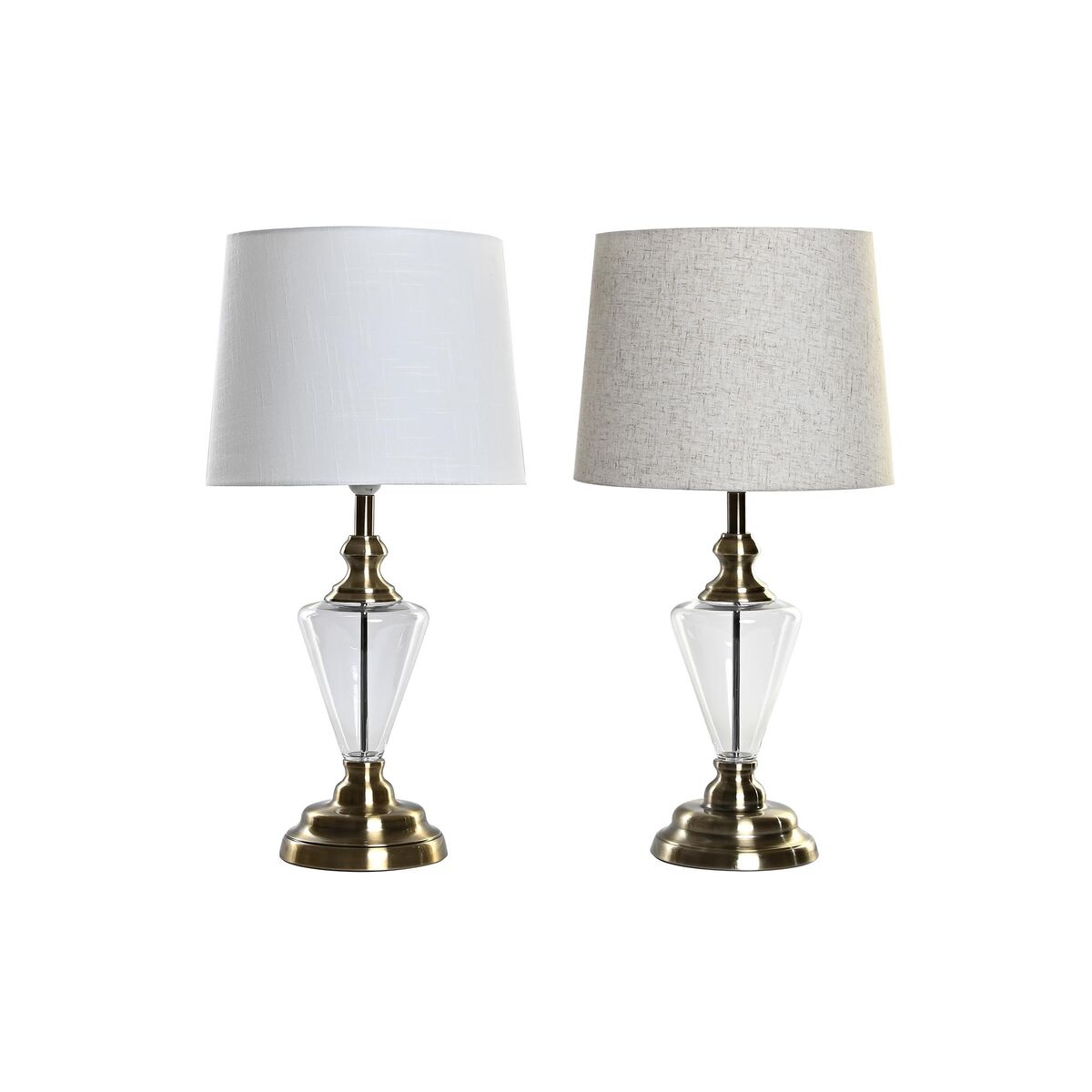 Bordslampa Home ESPRIT Vit Beige Metall Glas 35 x 35 x 69 cm (2 antal)