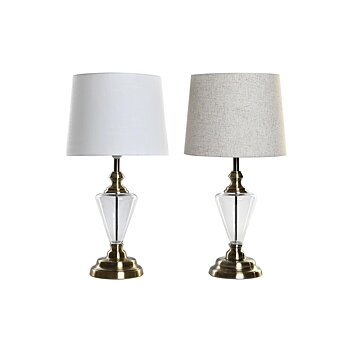 Bordslampa Home ESPRIT Vit Beige Metall Glas 35 x 35 x 69 cm (2 antal)